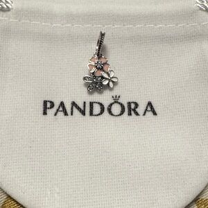 Pandora Silver and Pink Floral Charm